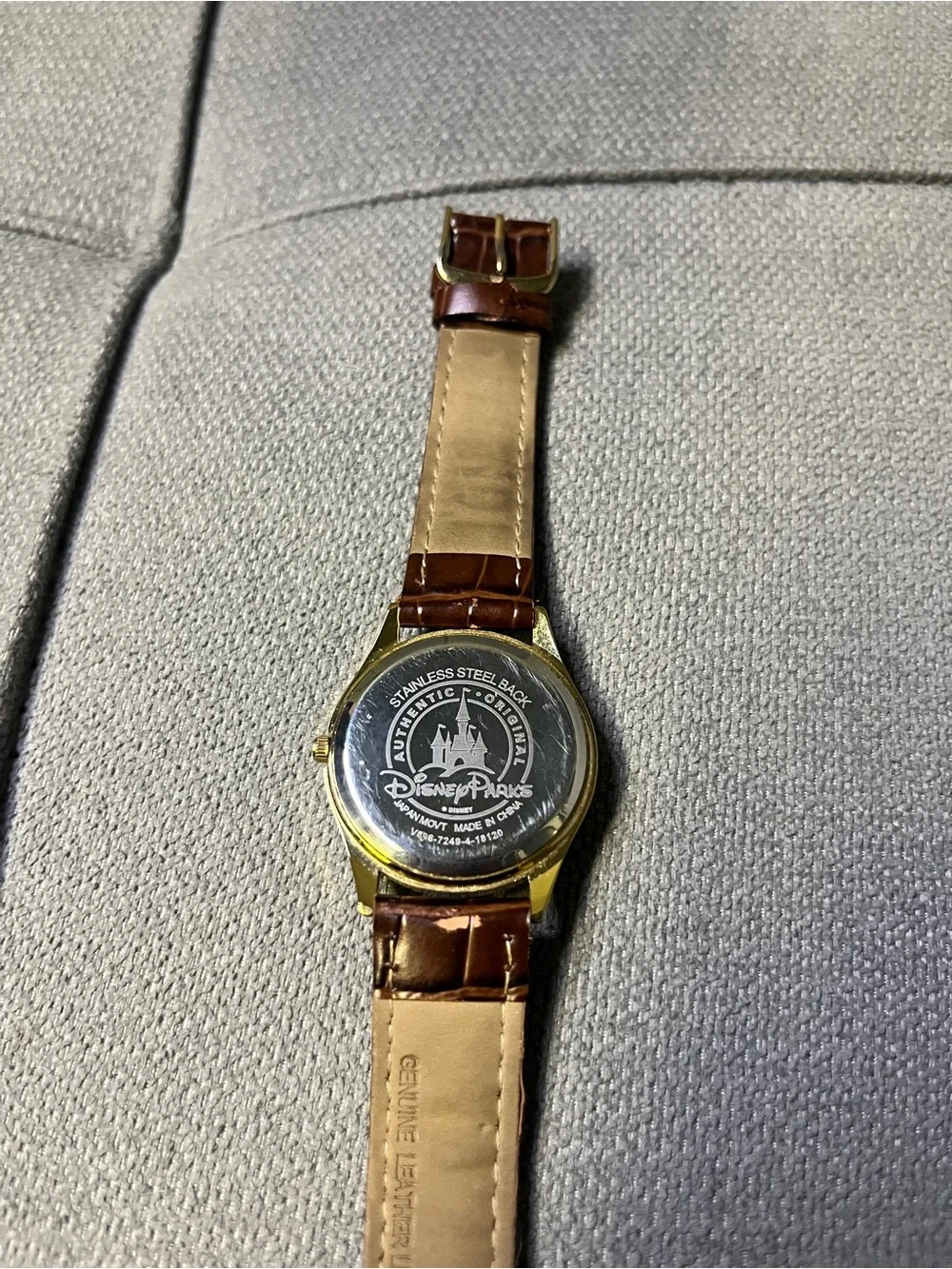 Official Disney Parks Mickey Mouse Watch Brown Faux Crocodile Strap Gold Tone